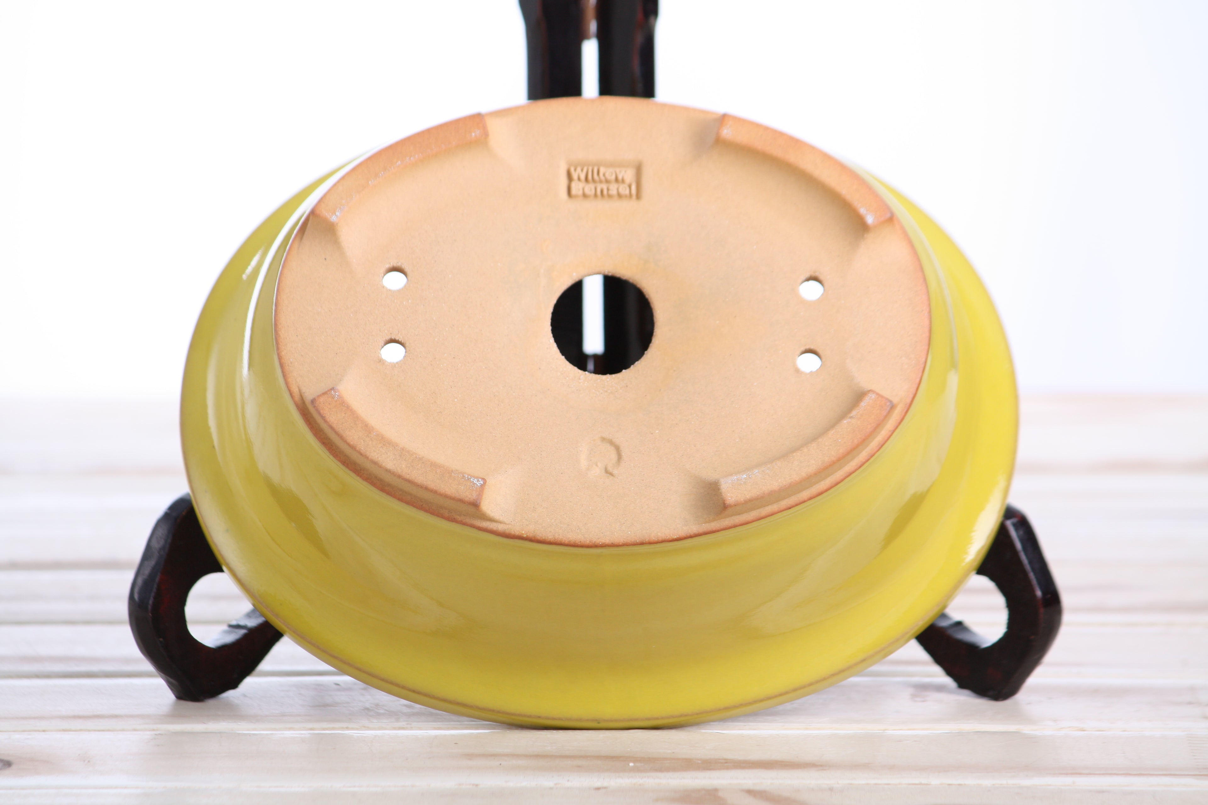 Willow Bonsai Ceramics Fat Bonsai Pot 7.5 Inch – Bold Oval Ceramic Bonsai & Succulent Planter with Accentuated Rim, High‑Fired Frost‑Proof Stoneware, Handmade in USA (Yellow)