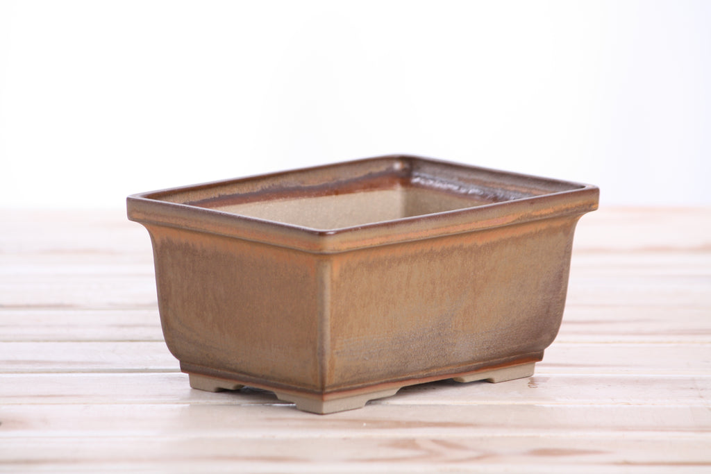 Willow Bonsai Ceramics Rectangle Deep Bonsai Pot 6 Inch – Higher‑Profile Rectangular Ceramic Bonsai & Succulent Planter with Accentuated Rim, High‑Fired Frost‑Proof Stoneware, Handmade in USA (Deep Stone)