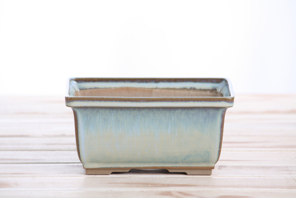 Willow Bonsai Ceramics Rectangle Deep Bonsai Pot 6 Inch – Higher‑Profile Rectangular Ceramic Bonsai & Succulent Planter with Accentuated Rim, High‑Fired Frost‑Proof Stoneware, Handmade in USA (Glacier)