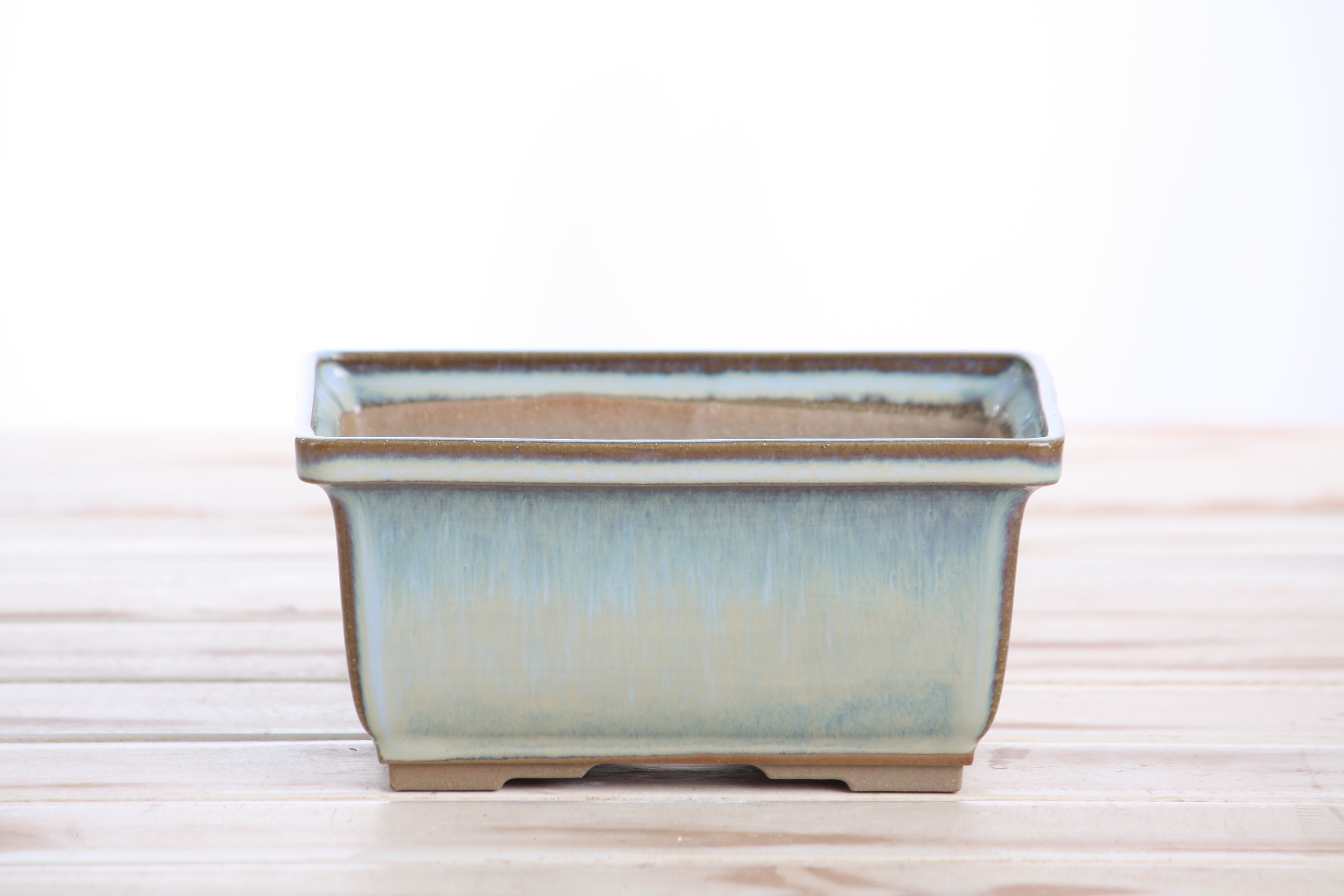 Willow Bonsai Ceramics Rectangle Deep Bonsai Pot 6 Inch – Higher‑Profile Rectangular Ceramic Bonsai & Succulent Planter with Accentuated Rim, High‑Fired Frost‑Proof Stoneware, Handmade in USA (Glacier)