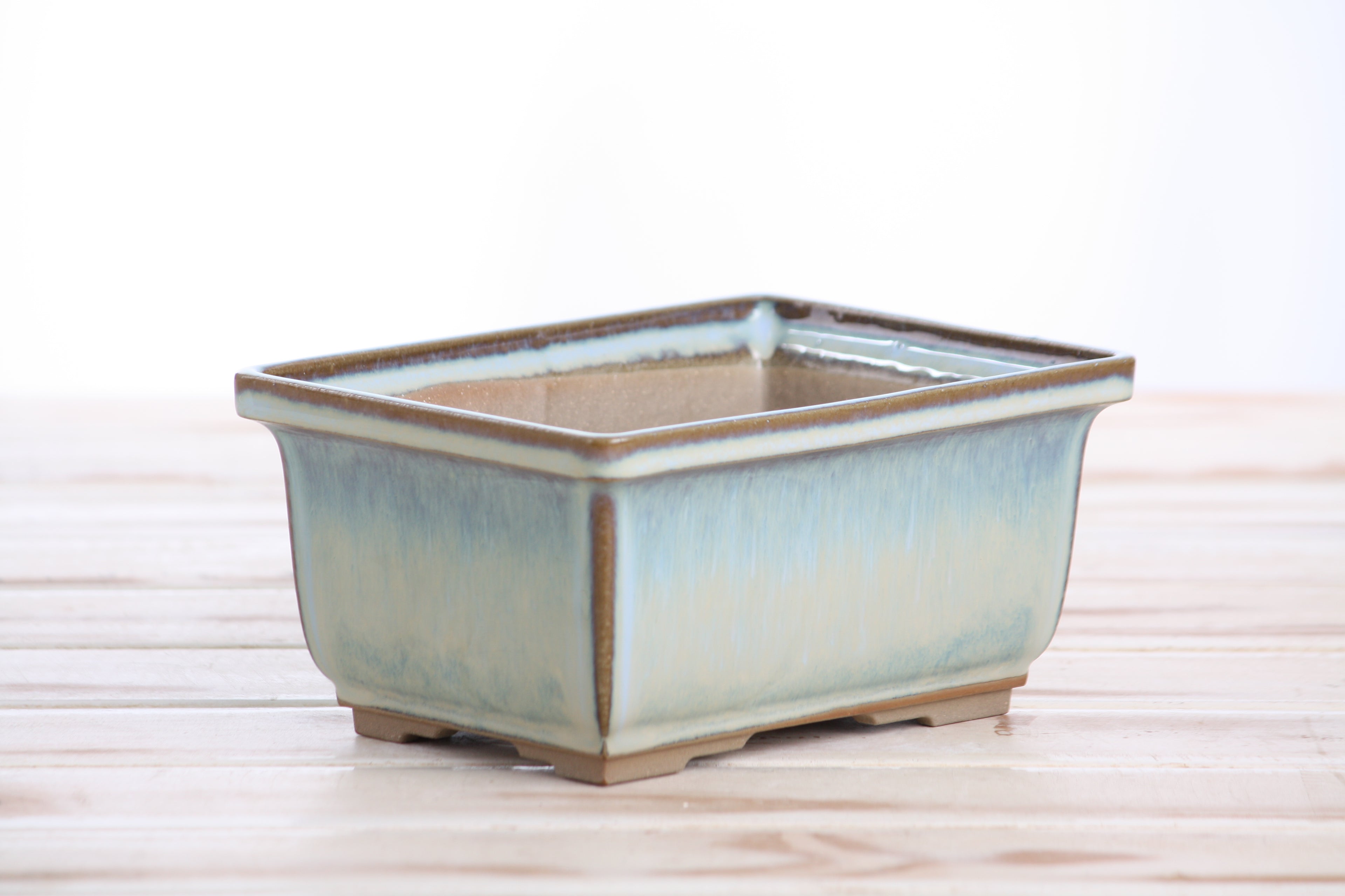 Willow Bonsai Ceramics Rectangle Deep Bonsai Pot 6 Inch – Higher‑Profile Rectangular Ceramic Bonsai & Succulent Planter with Accentuated Rim, High‑Fired Frost‑Proof Stoneware, Handmade in USA (Glacier)