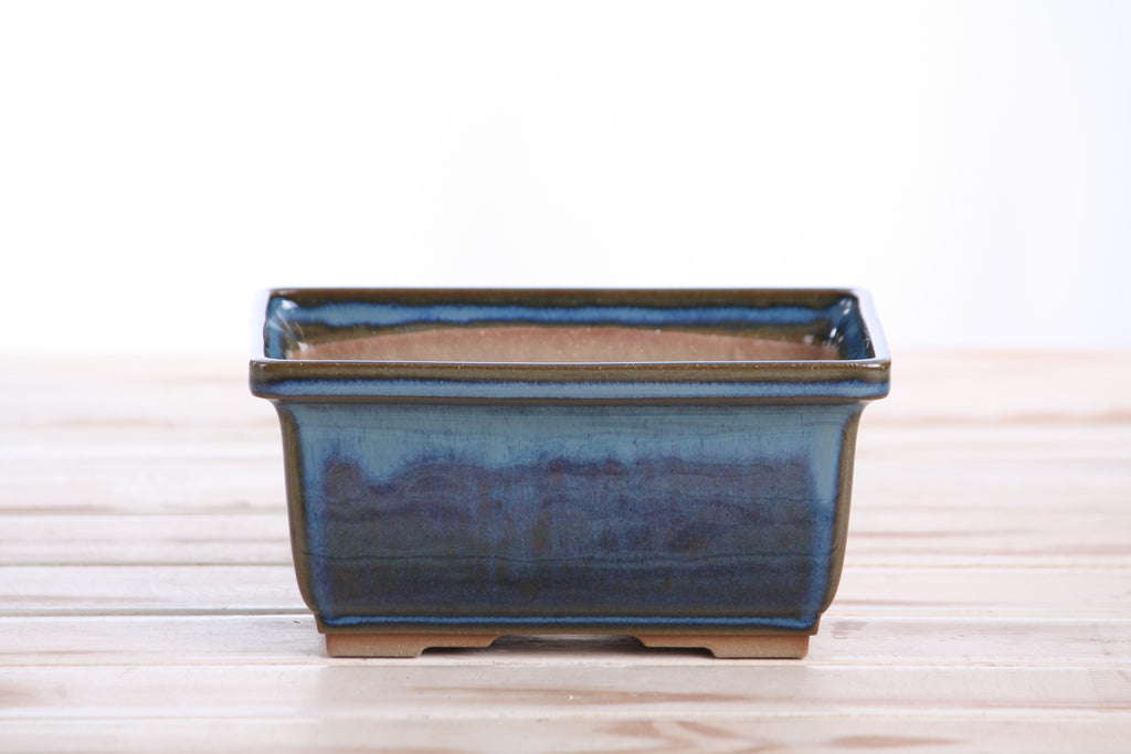 Willow Bonsai Ceramics Rectangle Deep Bonsai Pot 6 Inch – Higher‑Profile Rectangular Ceramic Bonsai & Succulent Planter with Accentuated Rim, High‑Fired Frost‑Proof Stoneware, Handmade in USA (Peacock)
