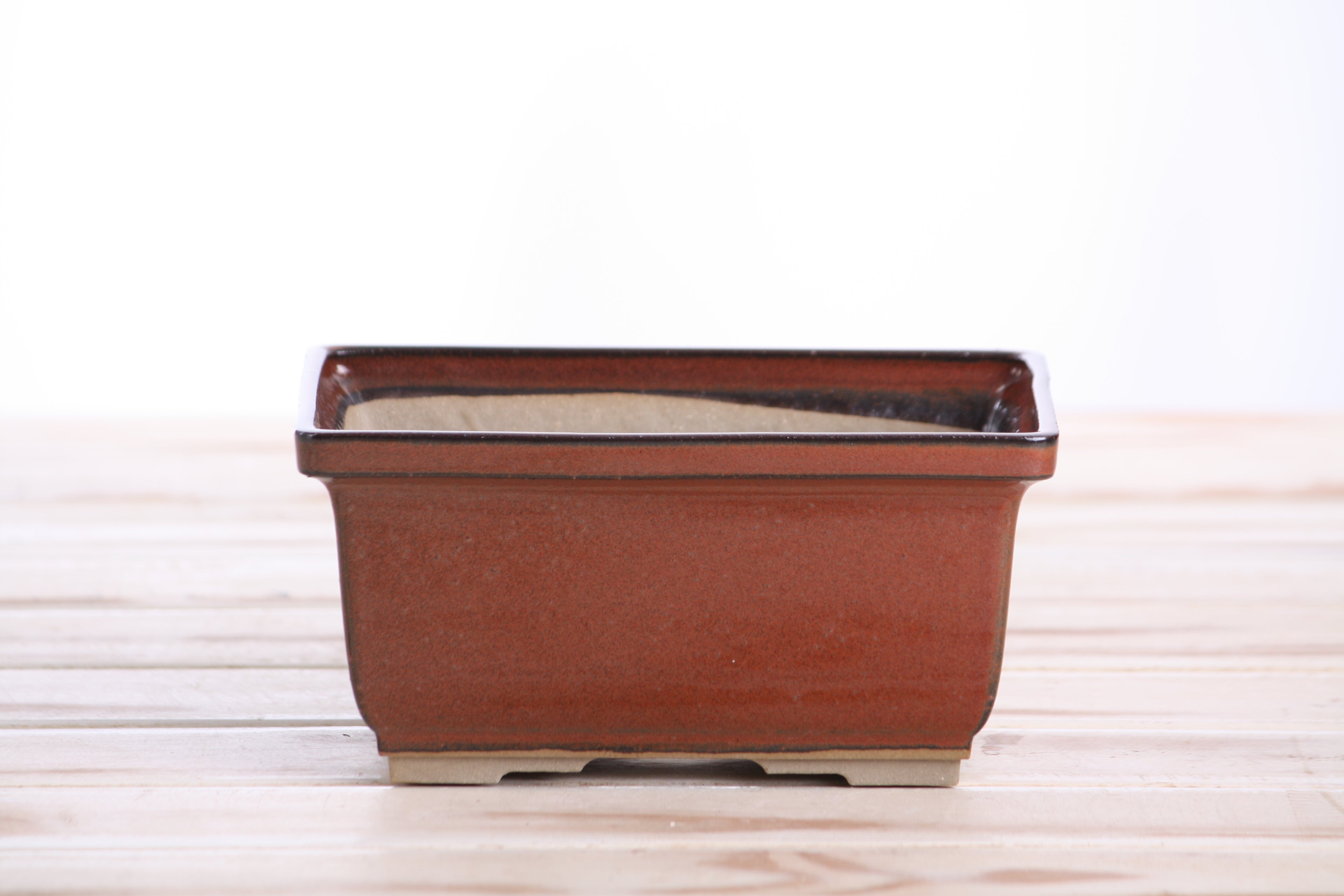 Willow Bonsai Ceramics Rectangle Deep Bonsai Pot 6 Inch – Higher‑Profile Rectangular Ceramic Bonsai & Succulent Planter with Accentuated Rim, High‑Fired Frost‑Proof Stoneware, Handmade in USA (Sunset)