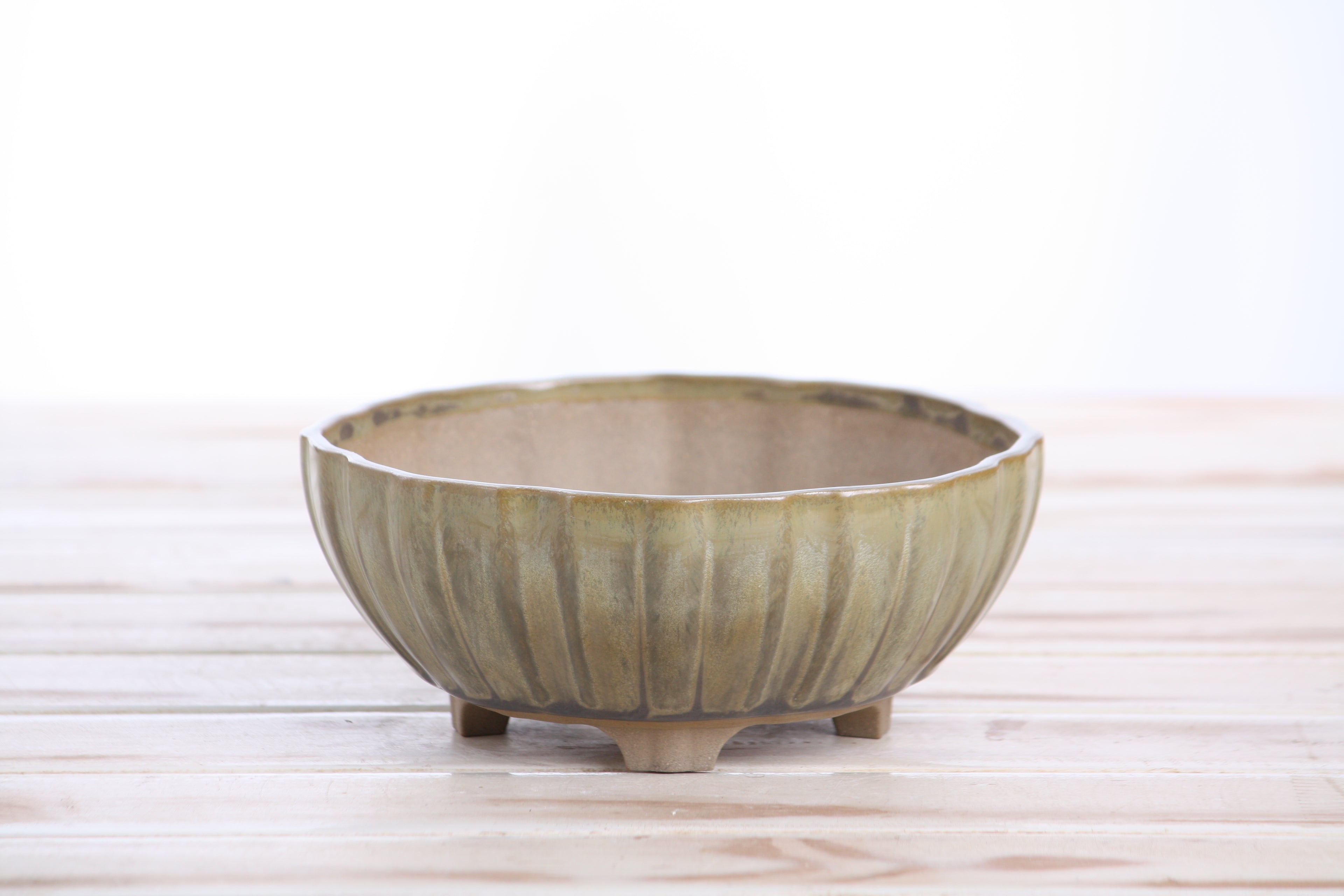Willow Bonsai Ceramics Lily Bonsai Pot 6 Inch – Sculpted Rounded Ceramic Bonsai & Succulent Planter with Wavy Profile, High‑Fired Frost‑Proof Stoneware, Handmade in USA (Copenhagen)