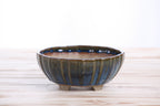 Willow Bonsai Ceramics Lily Bonsai Pot 6 Inch – Sculpted Rounded Ceramic Bonsai & Succulent Planter with Wavy Profile, High‑Fired Frost‑Proof Stoneware, Handmade in USA (Peacock)