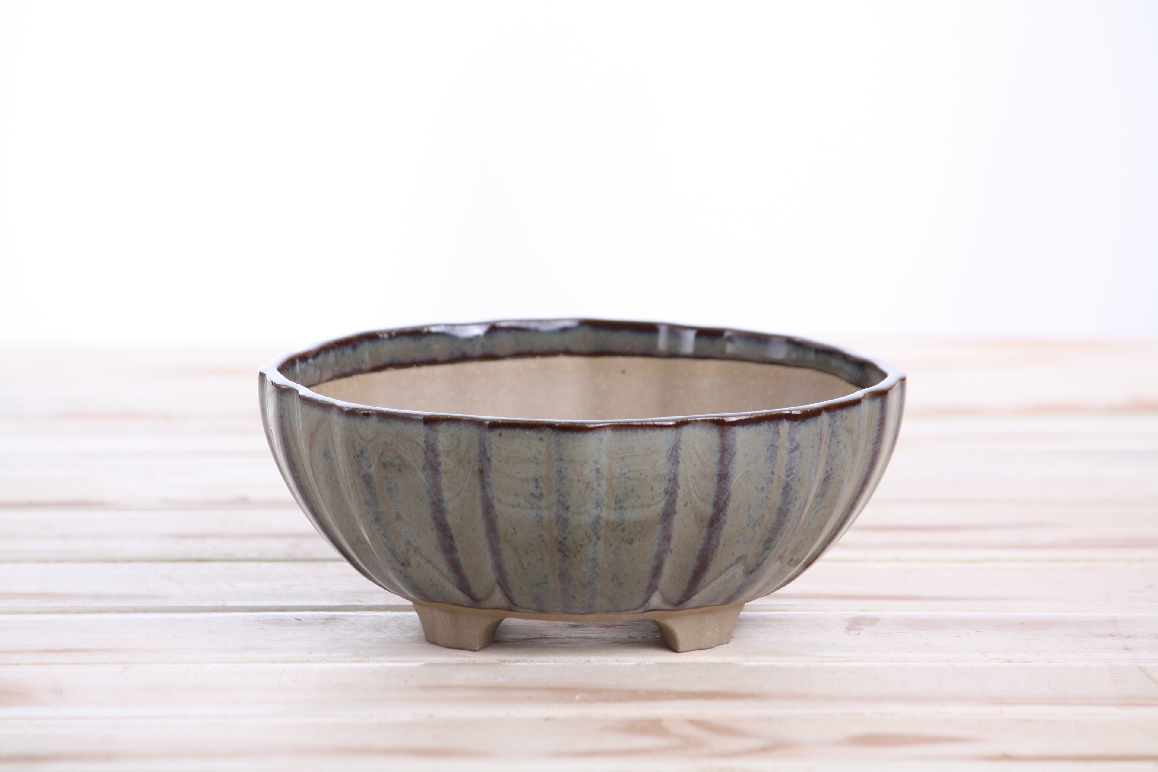Willow Bonsai Ceramics Lily Bonsai Pot 6 Inch – Sculpted Rounded Ceramic Bonsai & Succulent Planter with Wavy Profile, High‑Fired Frost‑Proof Stoneware, Handmade in USA (Starry Night)