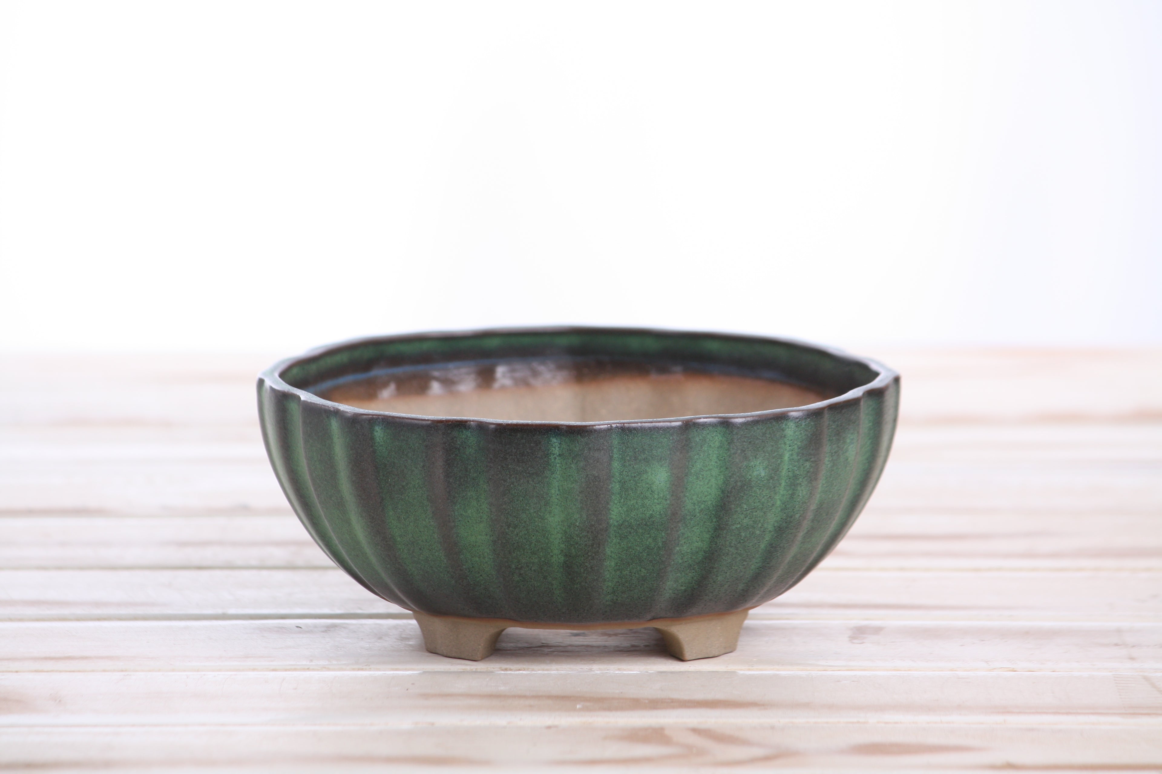 Willow Bonsai Ceramics Lily Bonsai Pot 6 Inch – Sculpted Rounded Ceramic Bonsai & Succulent Planter with Wavy Profile, High‑Fired Frost‑Proof Stoneware, Handmade in USA (Avocado)