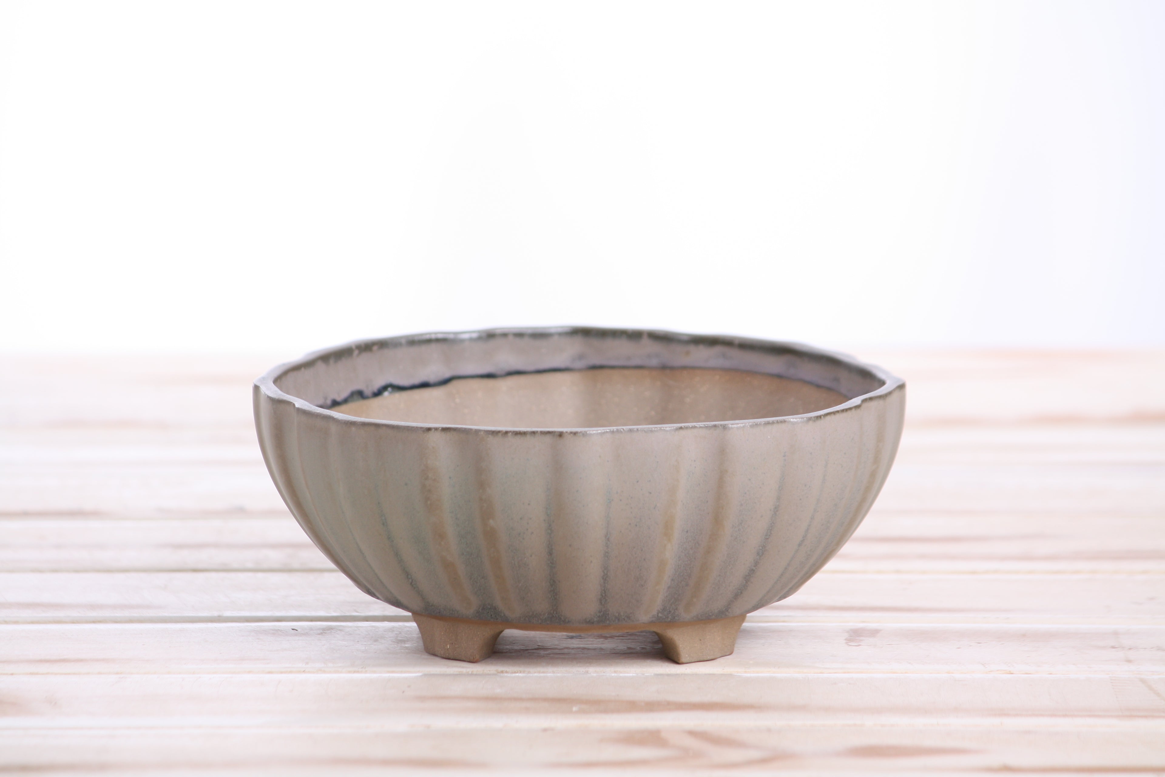 Willow Bonsai Ceramics Lily Bonsai Pot 6 Inch – Sculpted Rounded Ceramic Bonsai & Succulent Planter with Wavy Profile, High‑Fired Frost‑Proof Stoneware, Handmade in USA (Ocean)