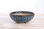 Willow Bonsai Ceramics Lily Bonsai Pot 7 Inch – Sculpted Rounded Ceramic Bonsai & Succulent Planter with Wavy Profile, High‑Fired Frost‑Proof Stoneware, Handmade in USA (Peacock)