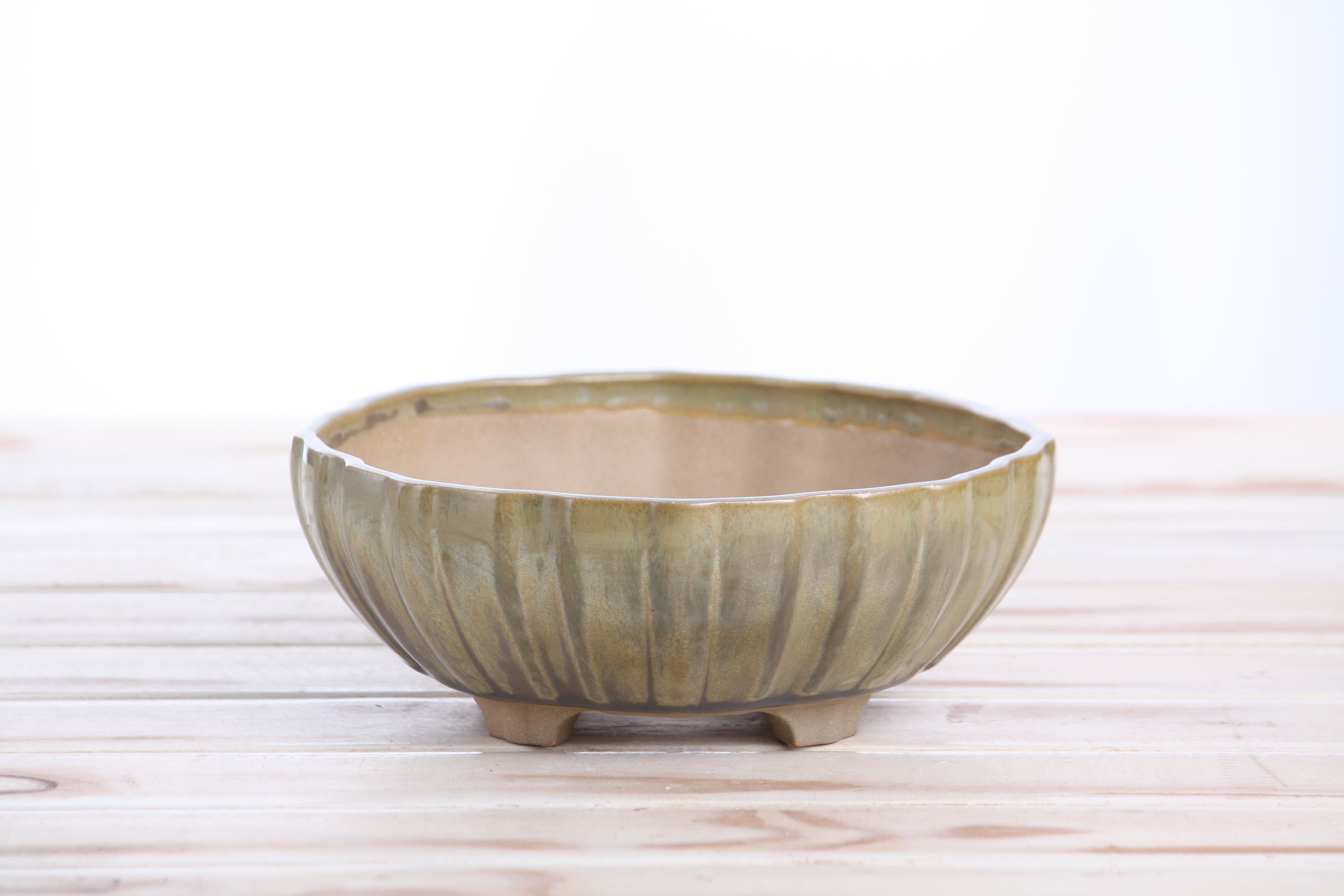 Willow Bonsai Ceramics Lily Bonsai Pot 7 Inch – Sculpted Rounded Ceramic Bonsai & Succulent Planter with Wavy Profile, High‑Fired Frost‑Proof Stoneware, Handmade in USA (Copenhagen)