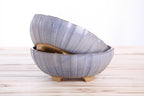 Willow Bonsai Ceramics Lily Bonsai Pot 7 Inch – Sculpted Rounded Ceramic Bonsai & Succulent Planter with Wavy Profile, High‑Fired Frost‑Proof Stoneware, Handmade in USA (Denim)