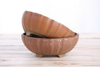Willow Bonsai Ceramics Lily Bonsai Pot 7 Inch – Sculpted Rounded Ceramic Bonsai & Succulent Planter with Wavy Profile, High‑Fired Frost‑Proof Stoneware, Handmade in USA (Deep Stone)