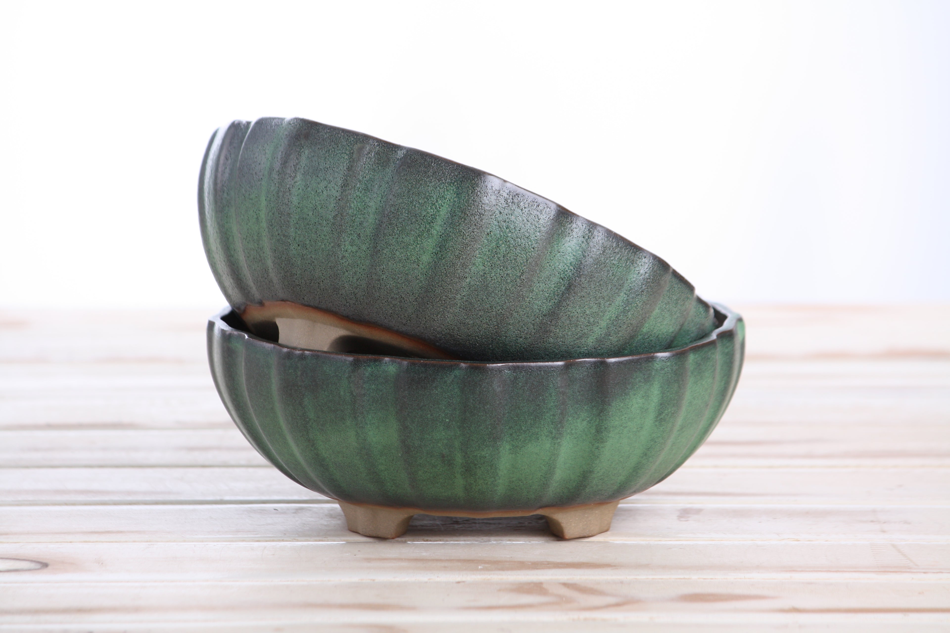 Willow Bonsai Ceramics Lily Bonsai Pot 7 Inch – Sculpted Rounded Ceramic Bonsai & Succulent Planter with Wavy Profile, High‑Fired Frost‑Proof Stoneware, Handmade in USA (Avocado)