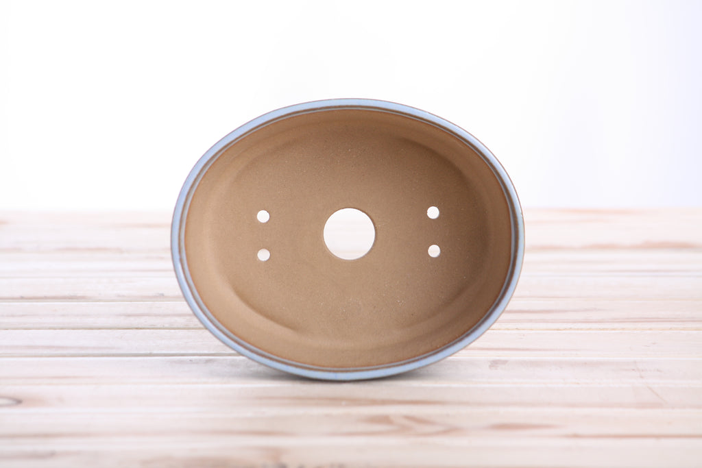 Willow Bonsai Ceramics Oval A Bonsai Pot 6 Inch – Straight‑Sided Oval Ceramic Bonsai & Succulent Planter, High‑Fired Frost‑Proof Stoneware with Drainage & Wiring Holes, Handmade in USA (Glacier)