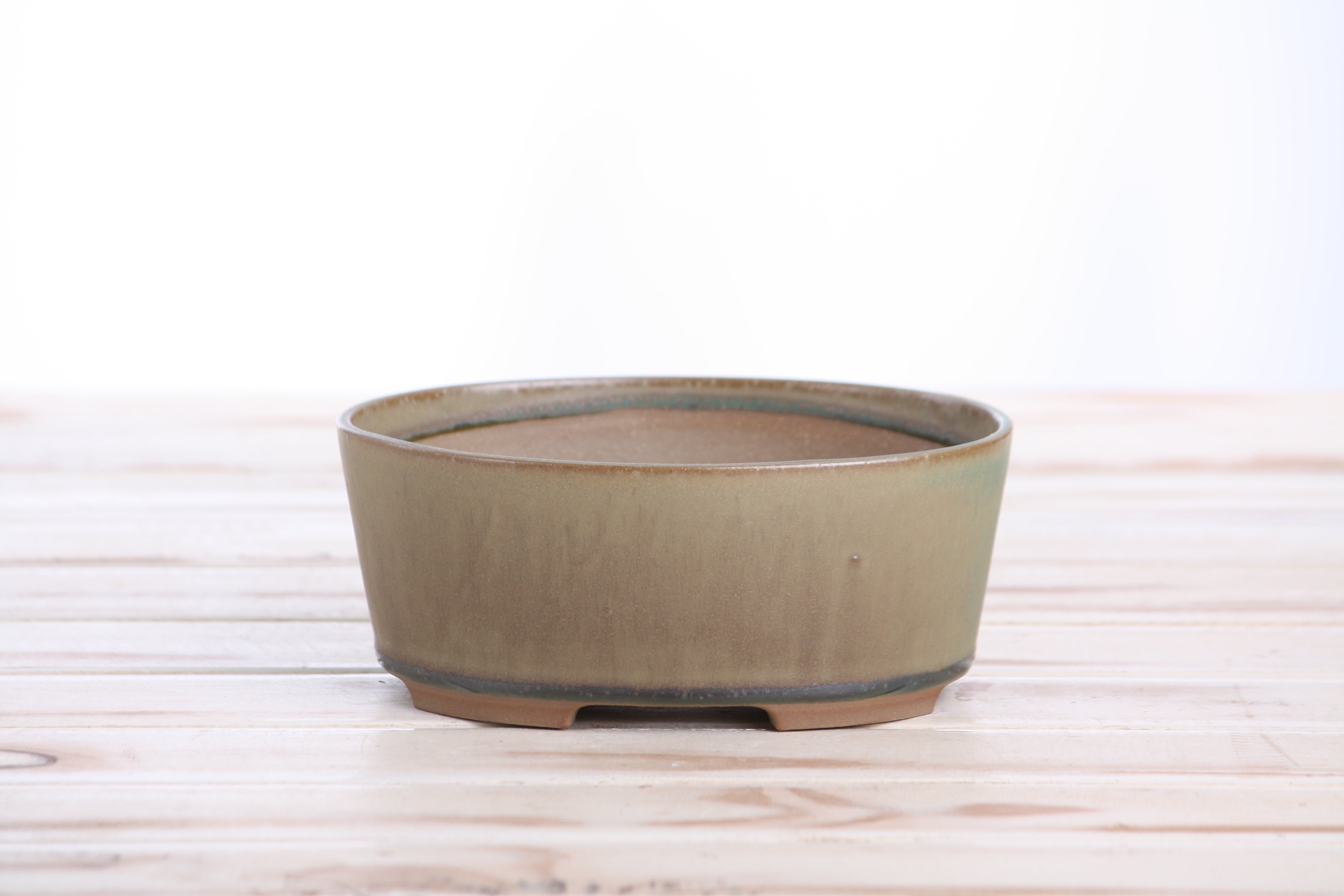 Willow Bonsai Ceramics Oval A Bonsai Pot 6 Inch – Straight‑Sided Oval Ceramic Bonsai & Succulent Planter, High‑Fired Frost‑Proof Stoneware with Drainage & Wiring Holes, Handmade in USA (Speckled Moss)