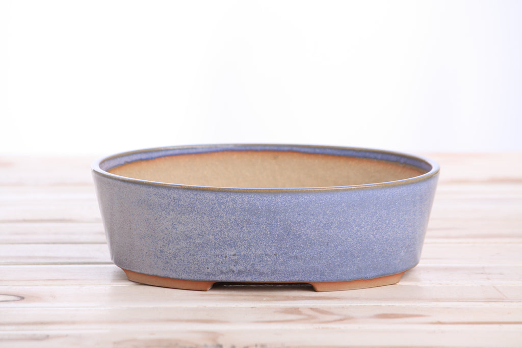 Willow Bonsai Ceramics Oval A Bonsai Pot 8 Inch – Straight‑Sided Oval Ceramic Bonsai & Succulent Planter, High‑Fired Frost‑Proof Stoneware with Drainage & Wiring Holes, Handmade in USA (Denim)