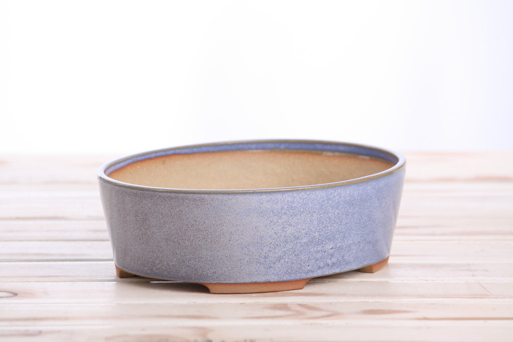 Willow Bonsai Ceramics Oval A Bonsai Pot 8 Inch – Straight‑Sided Oval Ceramic Bonsai & Succulent Planter, High‑Fired Frost‑Proof Stoneware with Drainage & Wiring Holes, Handmade in USA (Denim)