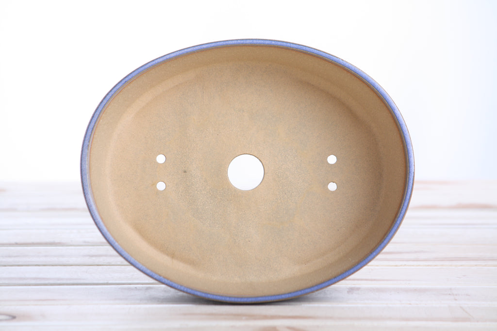 Willow Bonsai Ceramics Oval A Bonsai Pot 8 Inch – Straight‑Sided Oval Ceramic Bonsai & Succulent Planter, High‑Fired Frost‑Proof Stoneware with Drainage & Wiring Holes, Handmade in USA (Denim)