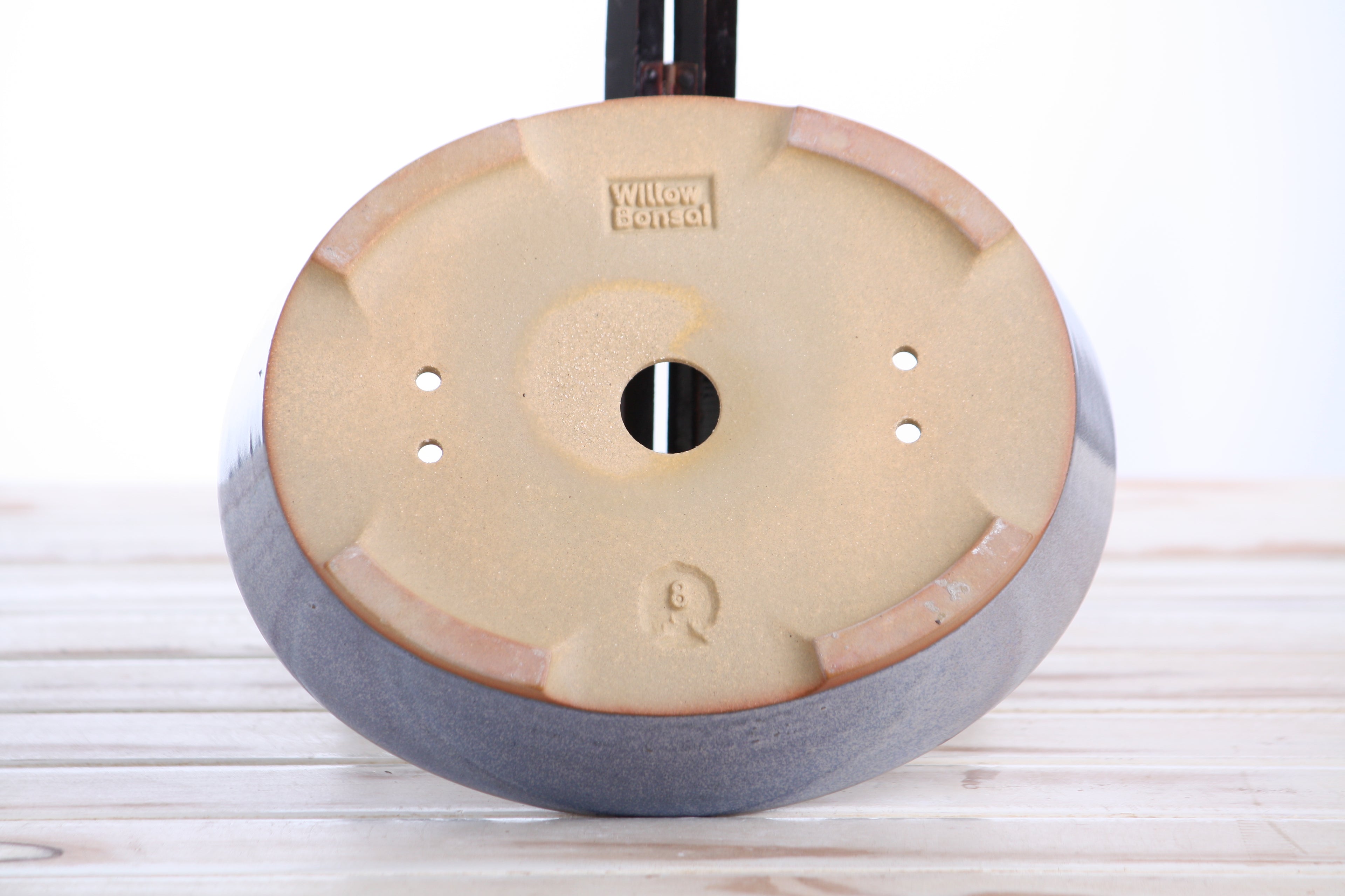 Willow Bonsai Ceramics Oval A Bonsai Pot 8 Inch – Straight‑Sided Oval Ceramic Bonsai & Succulent Planter, High‑Fired Frost‑Proof Stoneware with Drainage & Wiring Holes, Handmade in USA (Denim)