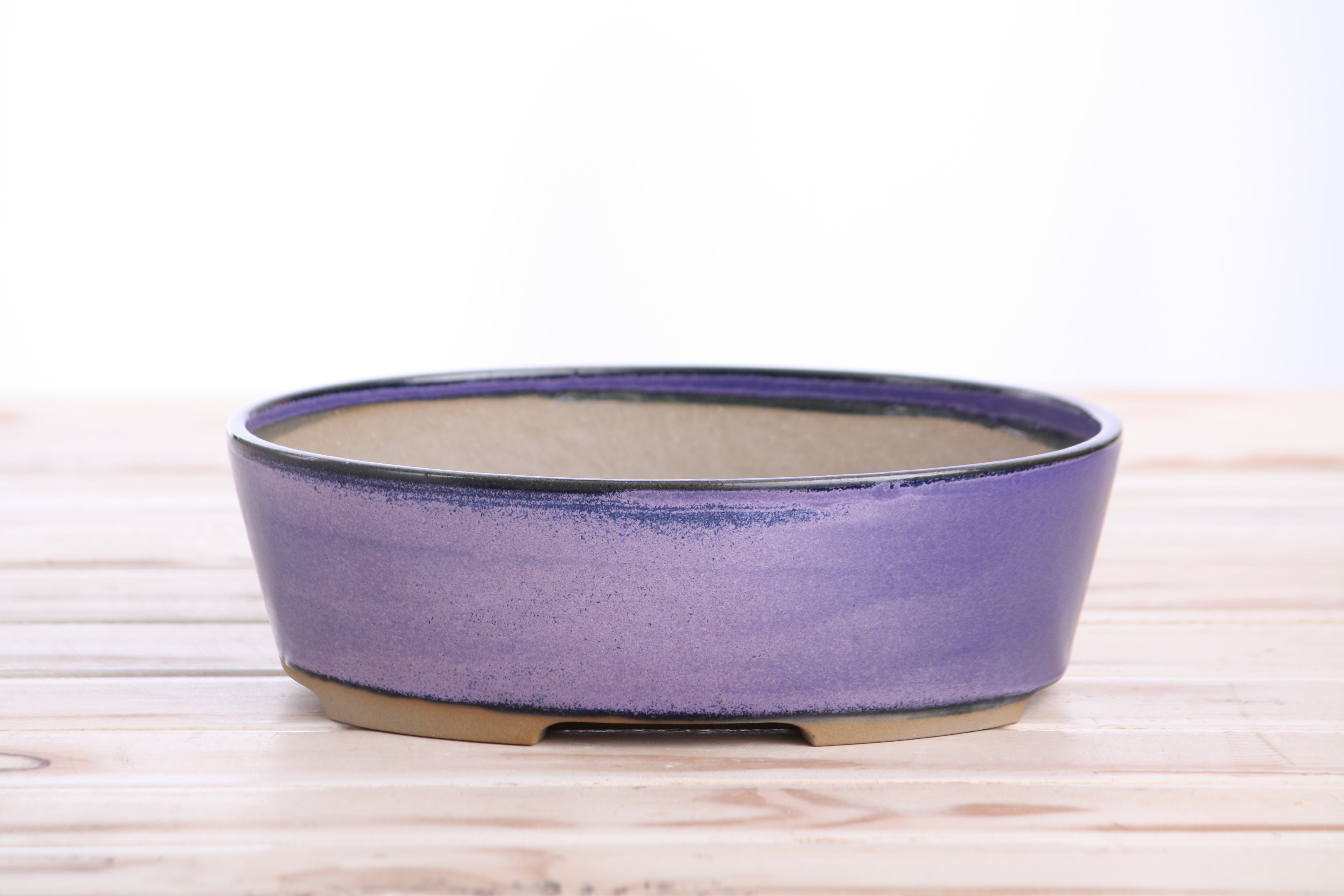Willow Bonsai Ceramics Oval A Bonsai Pot 8 Inch – Straight‑Sided Oval Ceramic Bonsai & Succulent Planter, High‑Fired Frost‑Proof Stoneware with Drainage & Wiring Holes, Handmade in USA (Purple)