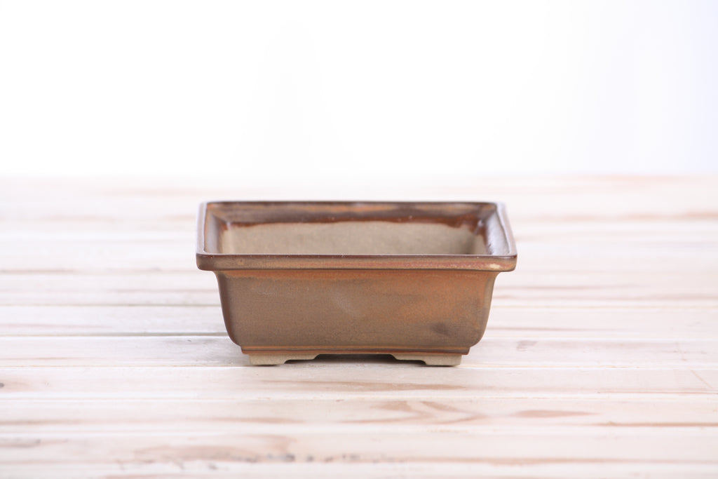Willow Bonsai Ceramics Square Bonsai Pot 5 Inch – Low‑Profile Square Ceramic Bonsai & Succulent Planter with Accentuated Rim, High‑Fired Frost‑Proof Stoneware, Handmade in USA (Deep Stone)