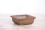 Willow Bonsai Ceramics Square Bonsai Pot 5 Inch – Low‑Profile Square Ceramic Bonsai & Succulent Planter with Accentuated Rim, High‑Fired Frost‑Proof Stoneware, Handmade in USA (Deep Stone)