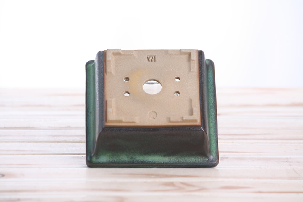 Willow Bonsai Ceramics Square Bonsai Pot 5 Inch – Low‑Profile Square Ceramic Bonsai & Succulent Planter with Accentuated Rim, High‑Fired Frost‑Proof Stoneware, Handmade in USA (Avocado)