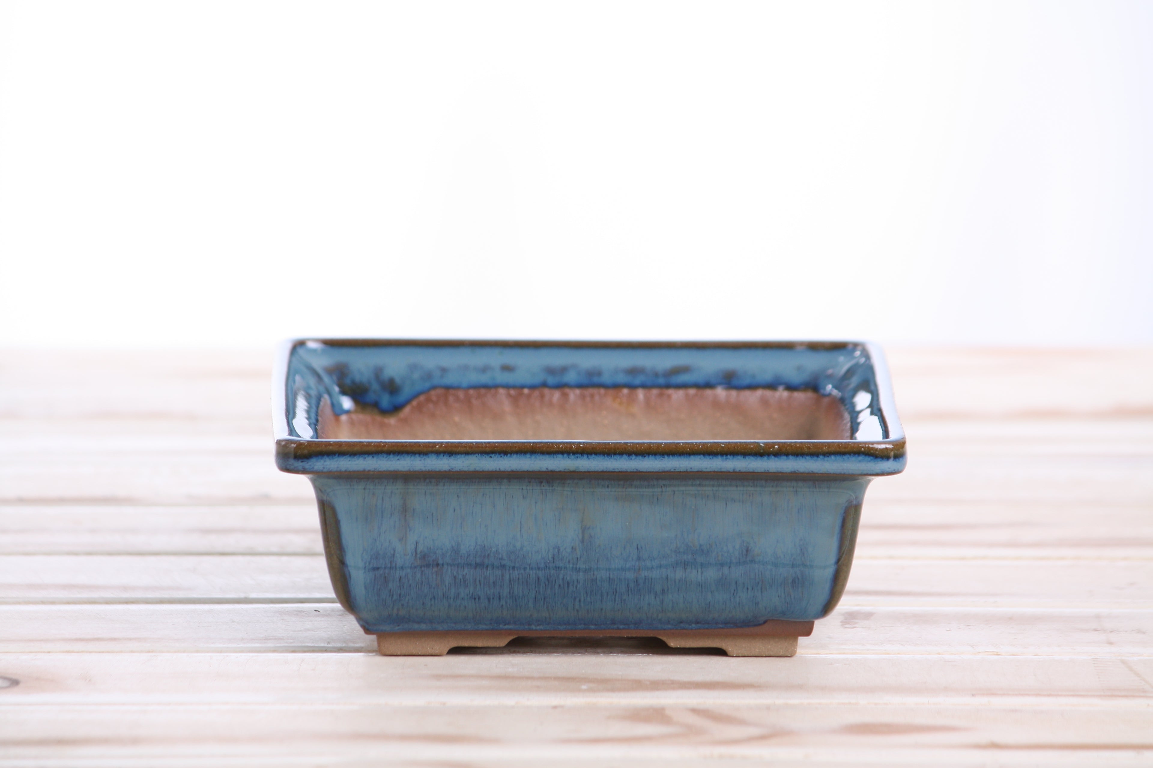 Willow Bonsai Ceramics Square Bonsai Pot 6 Inch – Low‑Profile Square Ceramic Bonsai & Succulent Planter with Accentuated Rim, High‑Fired Frost‑Proof Stoneware, Handmade in USA (Peacock 2025)