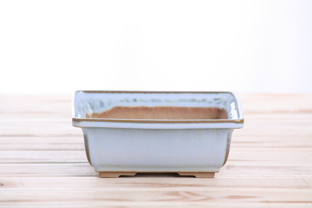 Willow Bonsai Ceramics Square Bonsai Pot 6 Inch – Low‑Profile Square Ceramic Bonsai & Succulent Planter with Accentuated Rim, High‑Fired Frost‑Proof Stoneware, Handmade in USA (Glacier)