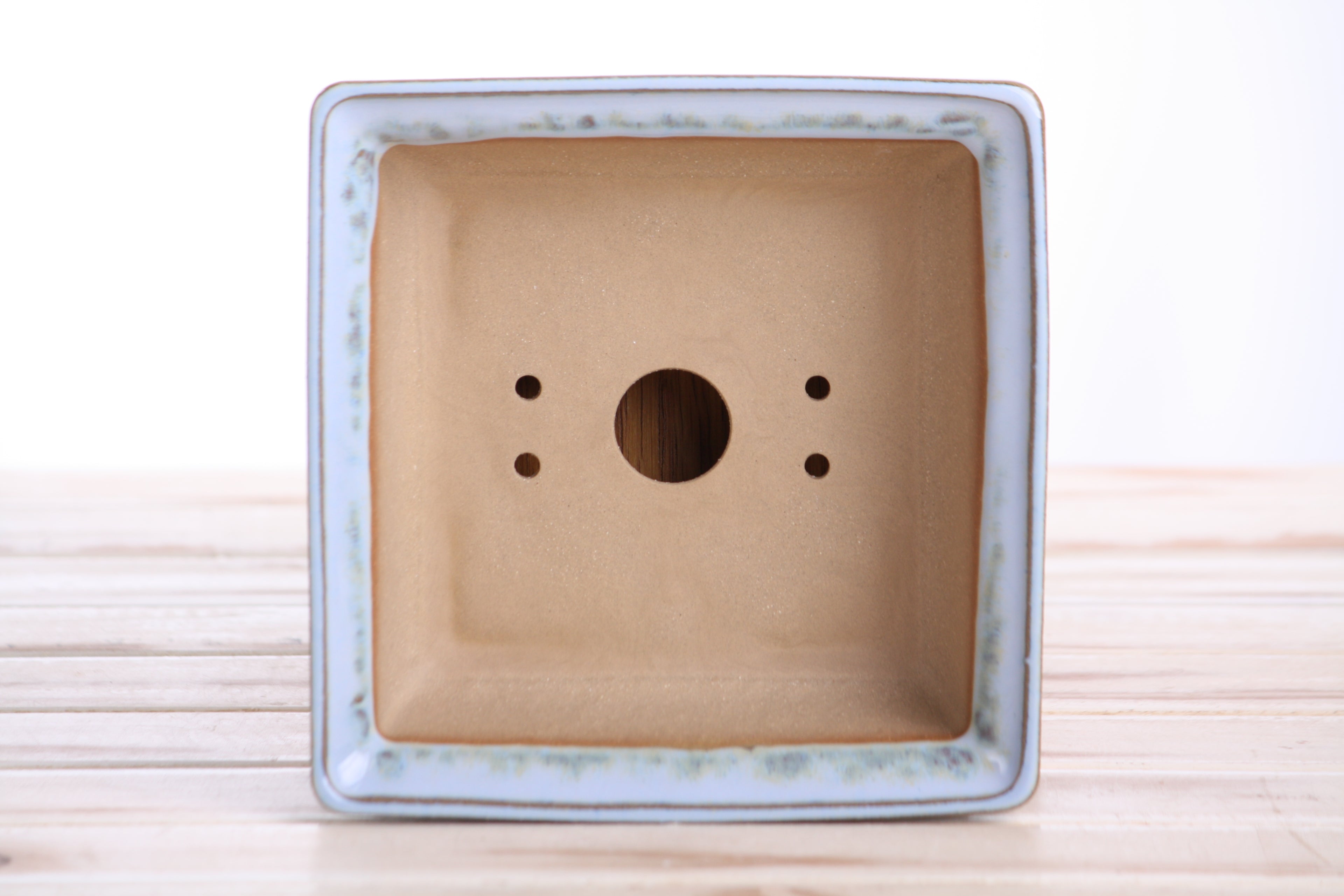 Willow Bonsai Ceramics Square Bonsai Pot 6 Inch – Low‑Profile Square Ceramic Bonsai & Succulent Planter with Accentuated Rim, High‑Fired Frost‑Proof Stoneware, Handmade in USA (Glacier)