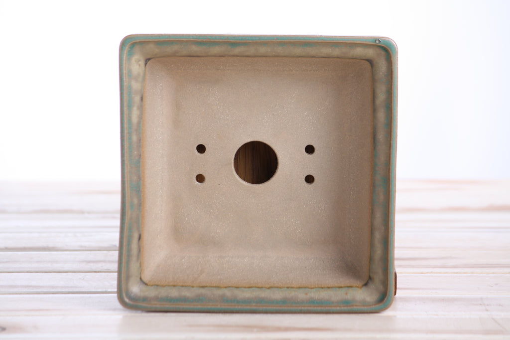 Willow Bonsai Ceramics Square Bonsai Pot 6 Inch – Low‑Profile Square Ceramic Bonsai & Succulent Planter with Accentuated Rim, High‑Fired Frost‑Proof Stoneware, Handmade in USA (Speckled Moss)