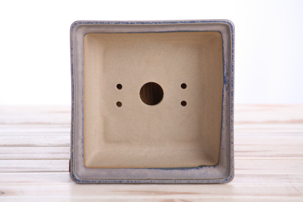 Willow Bonsai Ceramics Square Bonsai Pot 6 Inch – Low‑Profile Square Ceramic Bonsai & Succulent Planter with Accentuated Rim, High‑Fired Frost‑Proof Stoneware, Handmade in USA (Ocean)