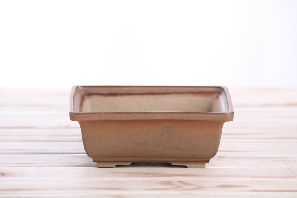 Willow Bonsai Ceramics Square Bonsai Pot 6 Inch – Low‑Profile Square Ceramic Bonsai & Succulent Planter with Accentuated Rim, High‑Fired Frost‑Proof Stoneware, Handmade in USA (Deep Stone)