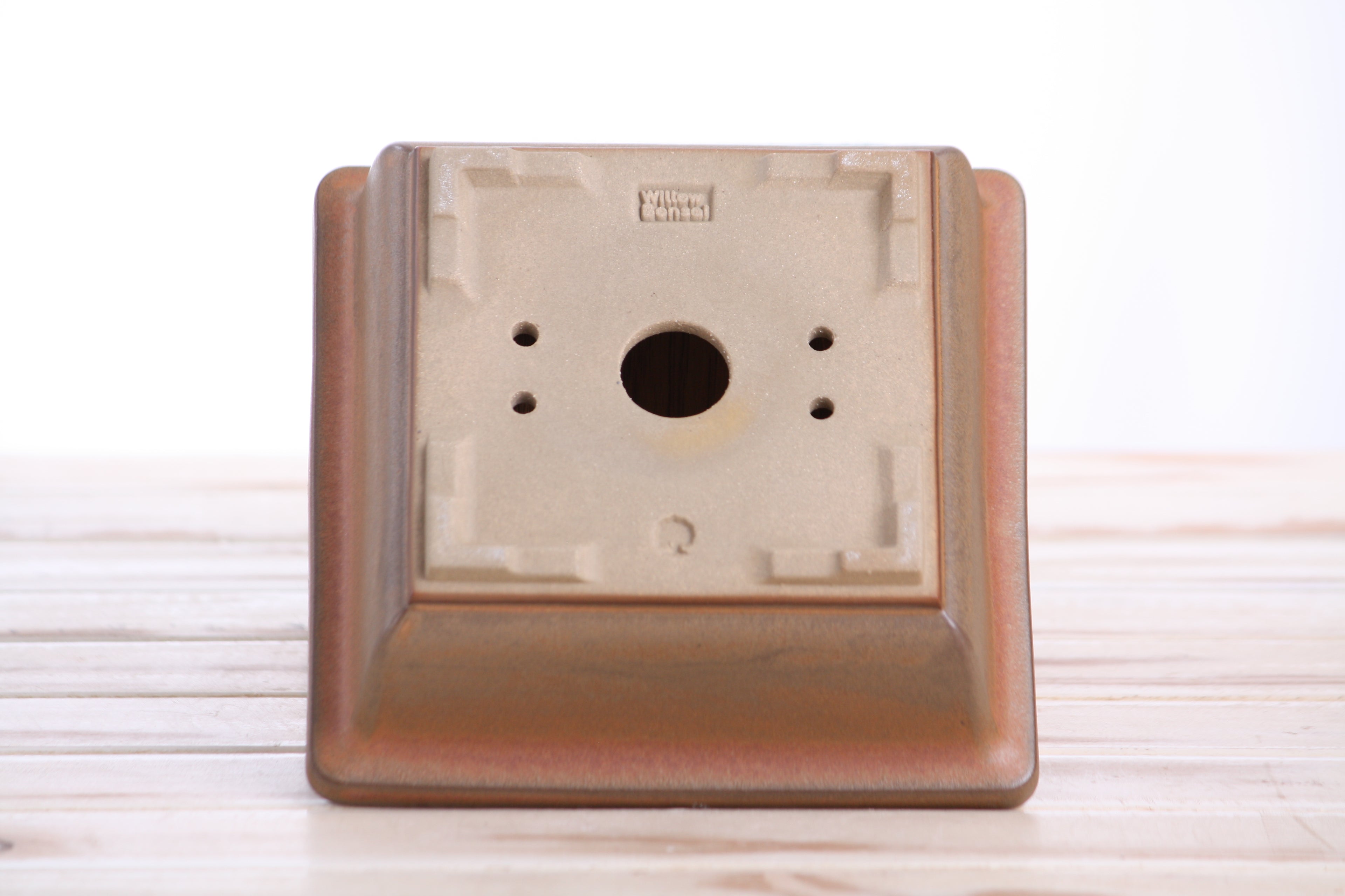 Willow Bonsai Ceramics Square Bonsai Pot 6 Inch – Low‑Profile Square Ceramic Bonsai & Succulent Planter with Accentuated Rim, High‑Fired Frost‑Proof Stoneware, Handmade in USA (Deep Stone)