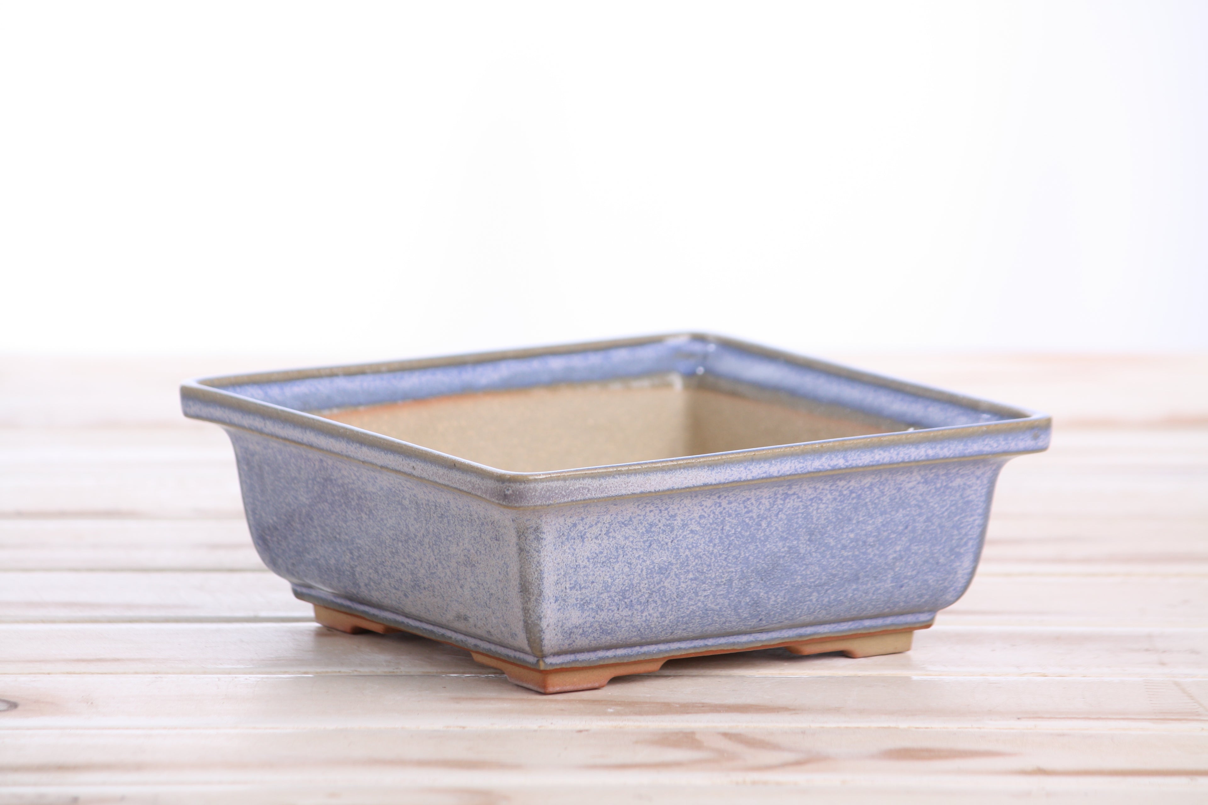 Willow Bonsai Ceramics Square Bonsai Pot 6 Inch – Low‑Profile Square Ceramic Bonsai & Succulent Planter with Accentuated Rim, High‑Fired Frost‑Proof Stoneware, Handmade in USA (Denim)