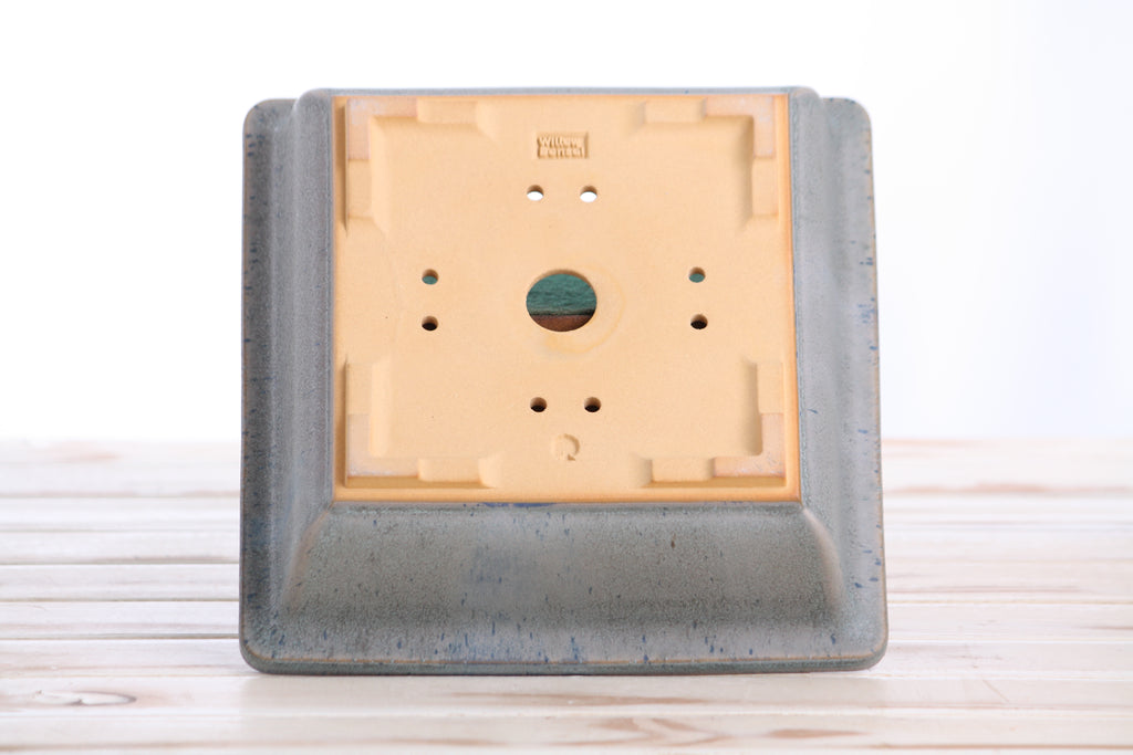Willow Bonsai Ceramics Square Bonsai Pot 8 Inch – Low‑Profile Square Ceramic Bonsai & Succulent Planter with Accentuated Rim, High‑Fired Frost‑Proof Stoneware, Handmade in USA (Ocean)
