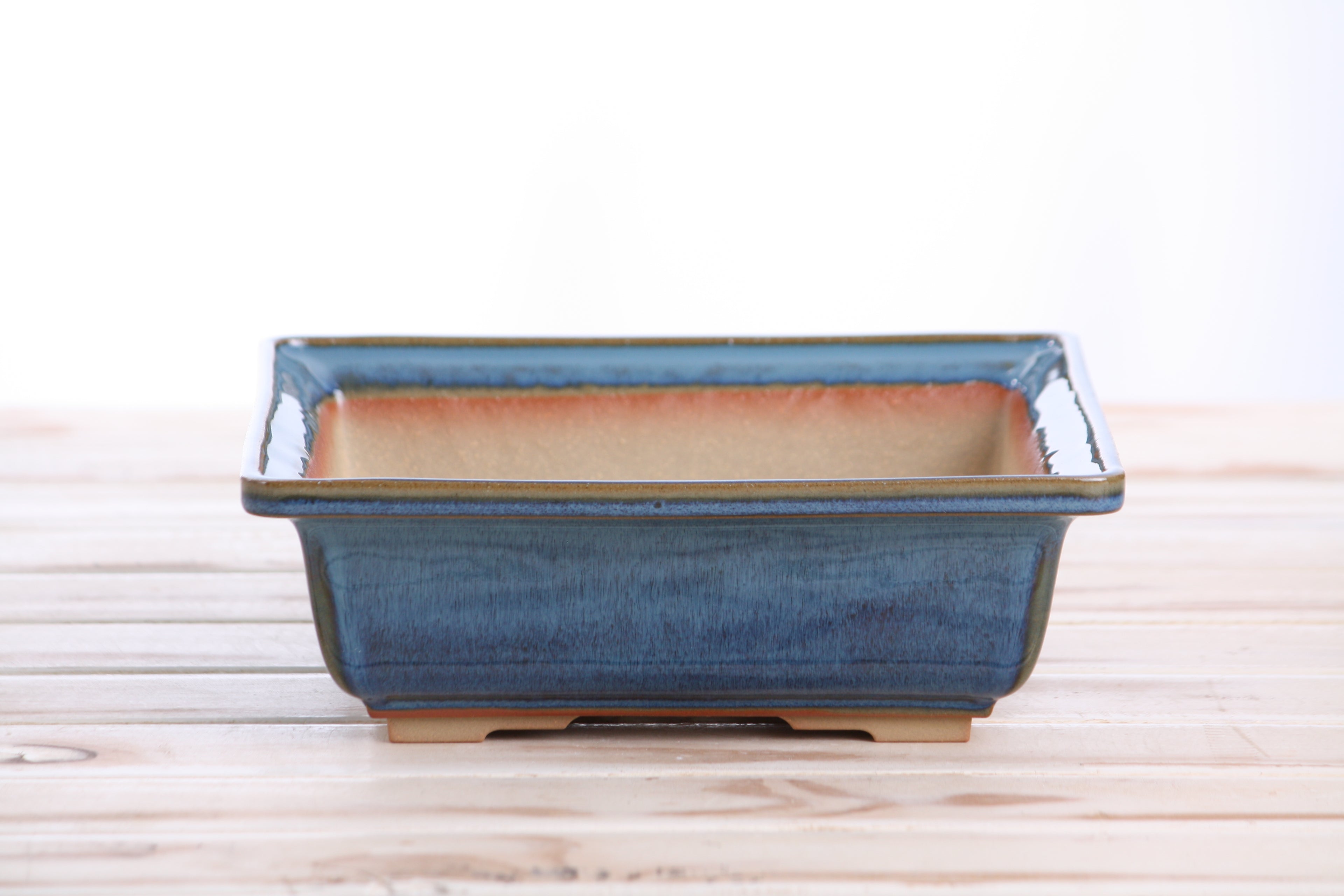 Willow Bonsai Ceramics Square Bonsai Pot 8 Inch – Low‑Profile Square Ceramic Bonsai & Succulent Planter with Accentuated Rim, High‑Fired Frost‑Proof Stoneware, Handmade in USA (Peacock 2025)