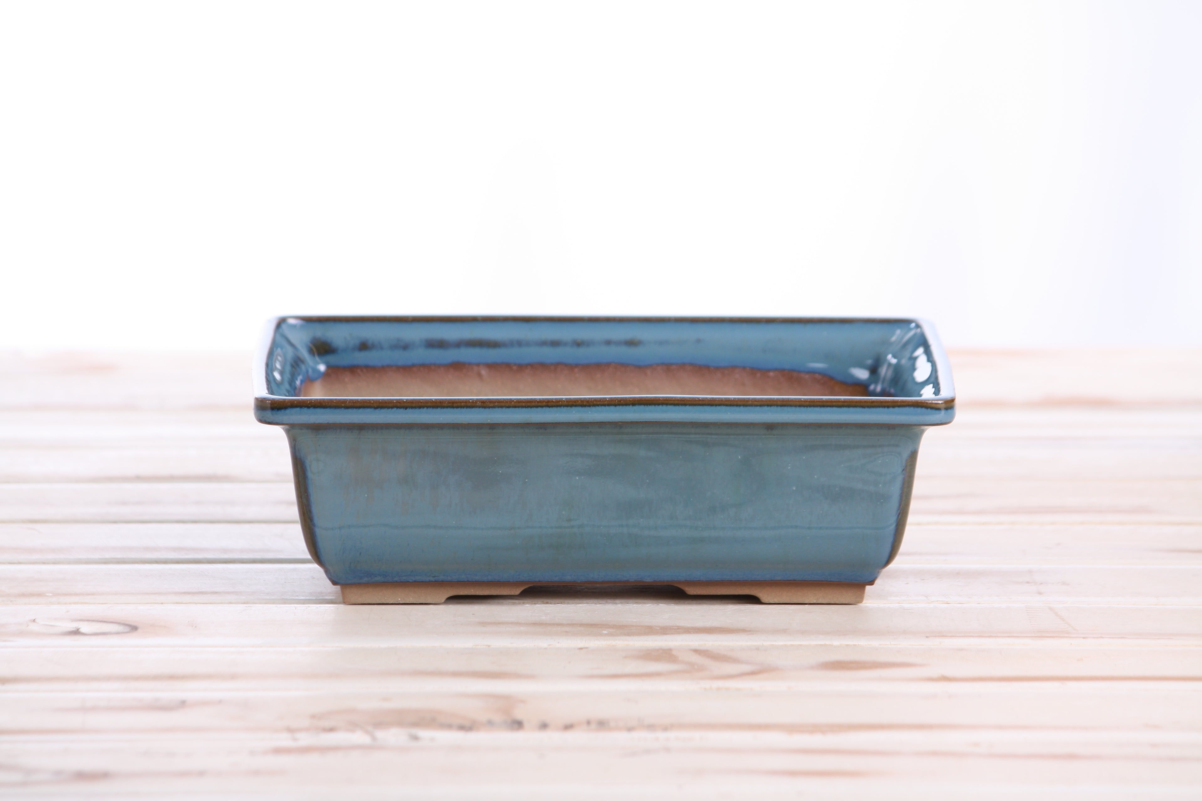 Willow Bonsai Ceramics Rectangle Bonsai Pot 8 Inch – Lower‑Profile Rectangular Ceramic Bonsai & Succulent Planter with Accentuated Rim, High‑Fired Frost‑Proof Stoneware, Handmade in USA (Peacock)