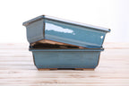 Willow Bonsai Ceramics Rectangle Bonsai Pot 8 Inch – Lower‑Profile Rectangular Ceramic Bonsai & Succulent Planter with Accentuated Rim, High‑Fired Frost‑Proof Stoneware, Handmade in USA (Peacock)