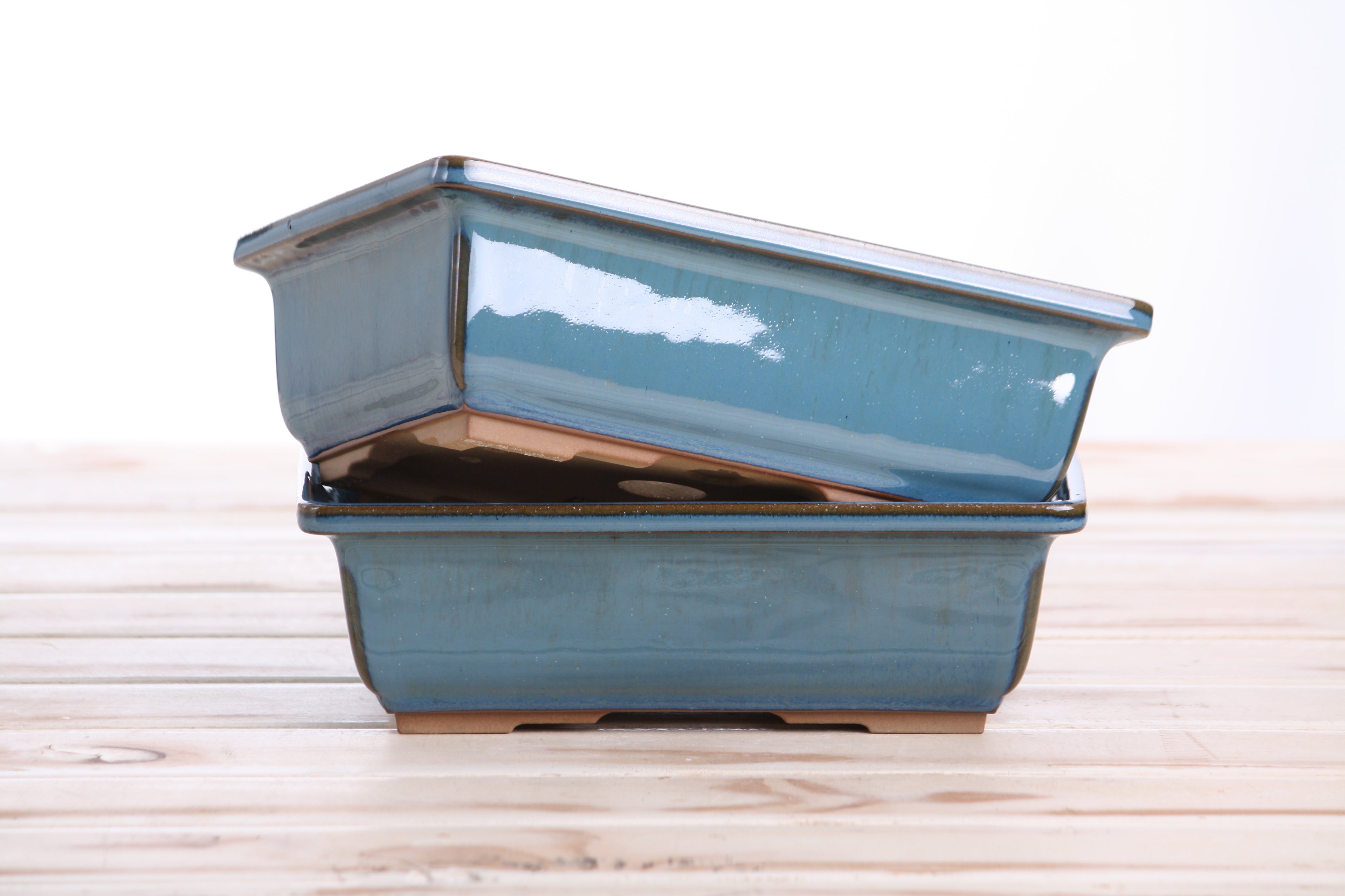 Willow Bonsai Ceramics Rectangle Bonsai Pot 8 Inch – Lower‑Profile Rectangular Ceramic Bonsai & Succulent Planter with Accentuated Rim, High‑Fired Frost‑Proof Stoneware, Handmade in USA (Peacock)