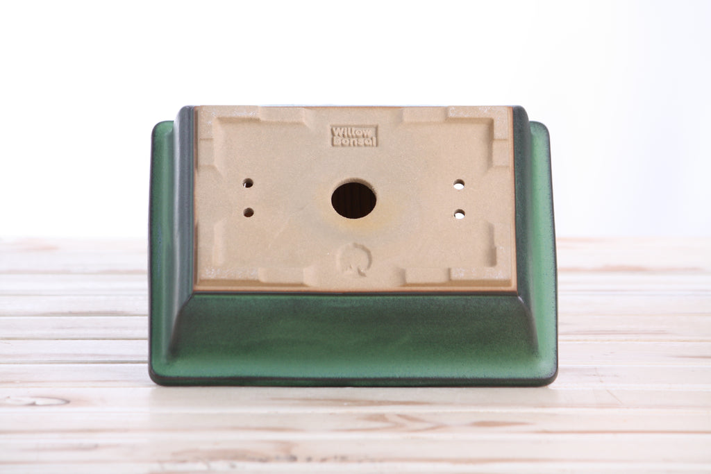 Willow Bonsai Ceramics Rectangle Bonsai Pot 8 Inch – Lower‑Profile Rectangular Ceramic Bonsai & Succulent Planter with Accentuated Rim, High‑Fired Frost‑Proof Stoneware, Handmade in USA (Avocado)