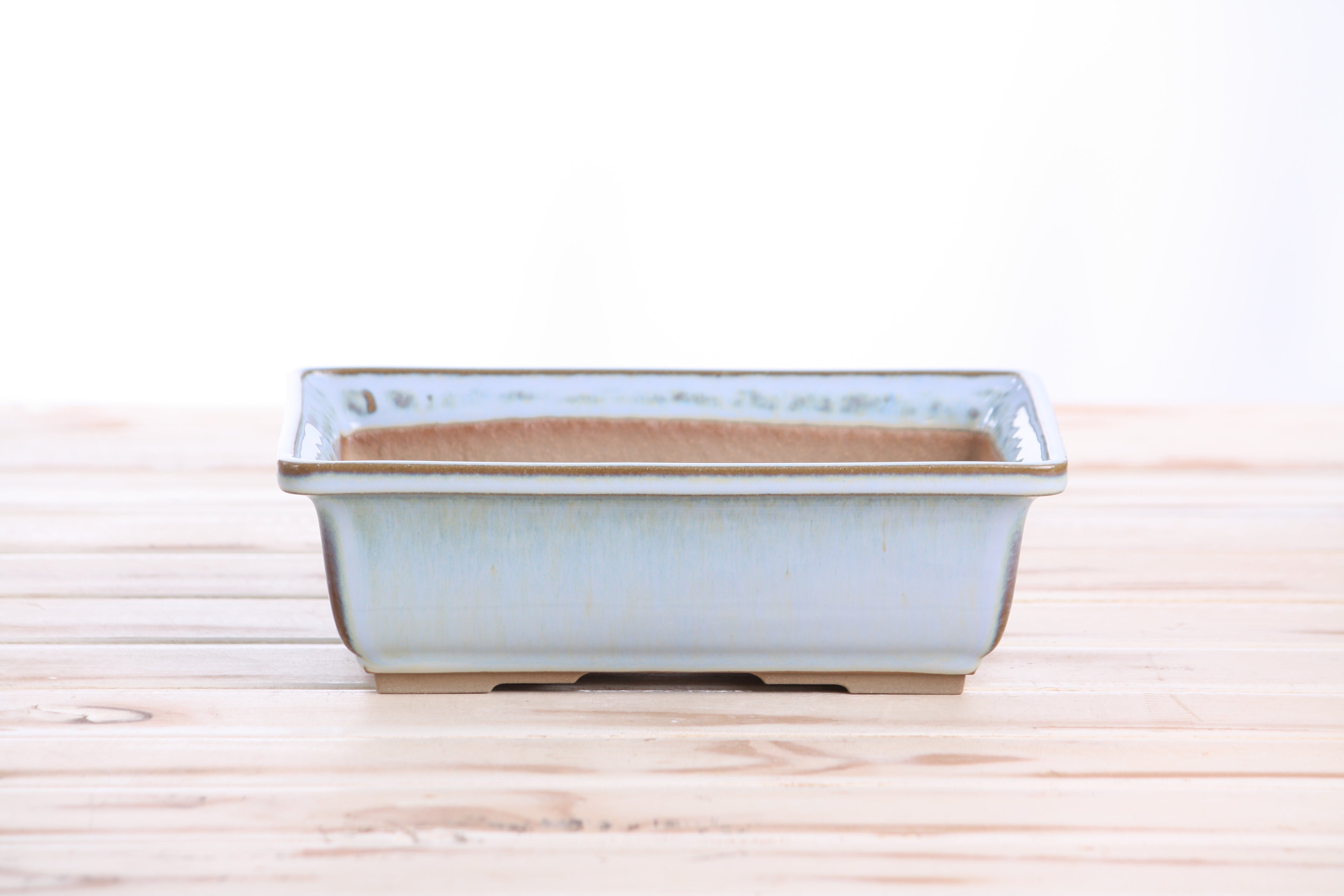 Willow Bonsai Ceramics Rectangle Bonsai Pot 8 Inch – Lower‑Profile Rectangular Ceramic Bonsai & Succulent Planter with Accentuated Rim, High‑Fired Frost‑Proof Stoneware, Handmade in USA (Glacier)