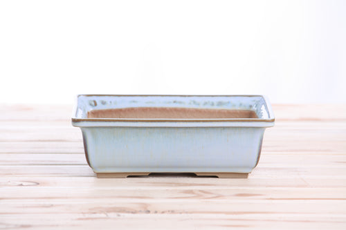Willow Bonsai Ceramics Rectangle Bonsai Pot 8 Inch – Lower‑Profile Rectangular Ceramic Bonsai & Succulent Planter with Accentuated Rim, High‑Fired Frost‑Proof Stoneware, Handmade in USA (Glacier)