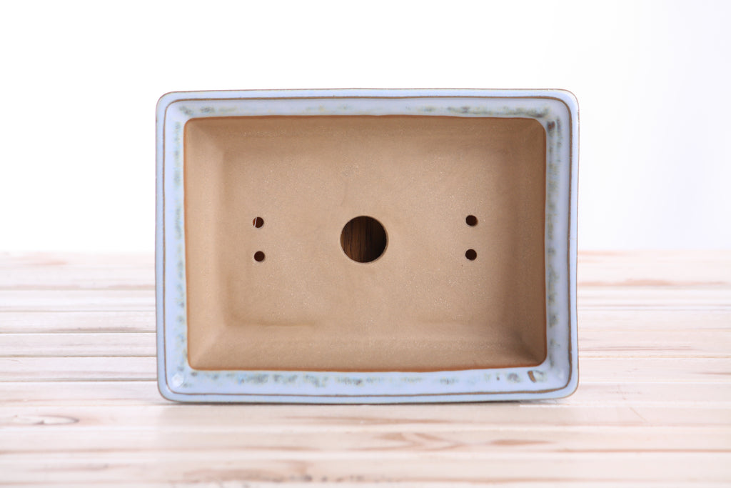 Willow Bonsai Ceramics Rectangle Bonsai Pot 8 Inch – Lower‑Profile Rectangular Ceramic Bonsai & Succulent Planter with Accentuated Rim, High‑Fired Frost‑Proof Stoneware, Handmade in USA (Glacier)