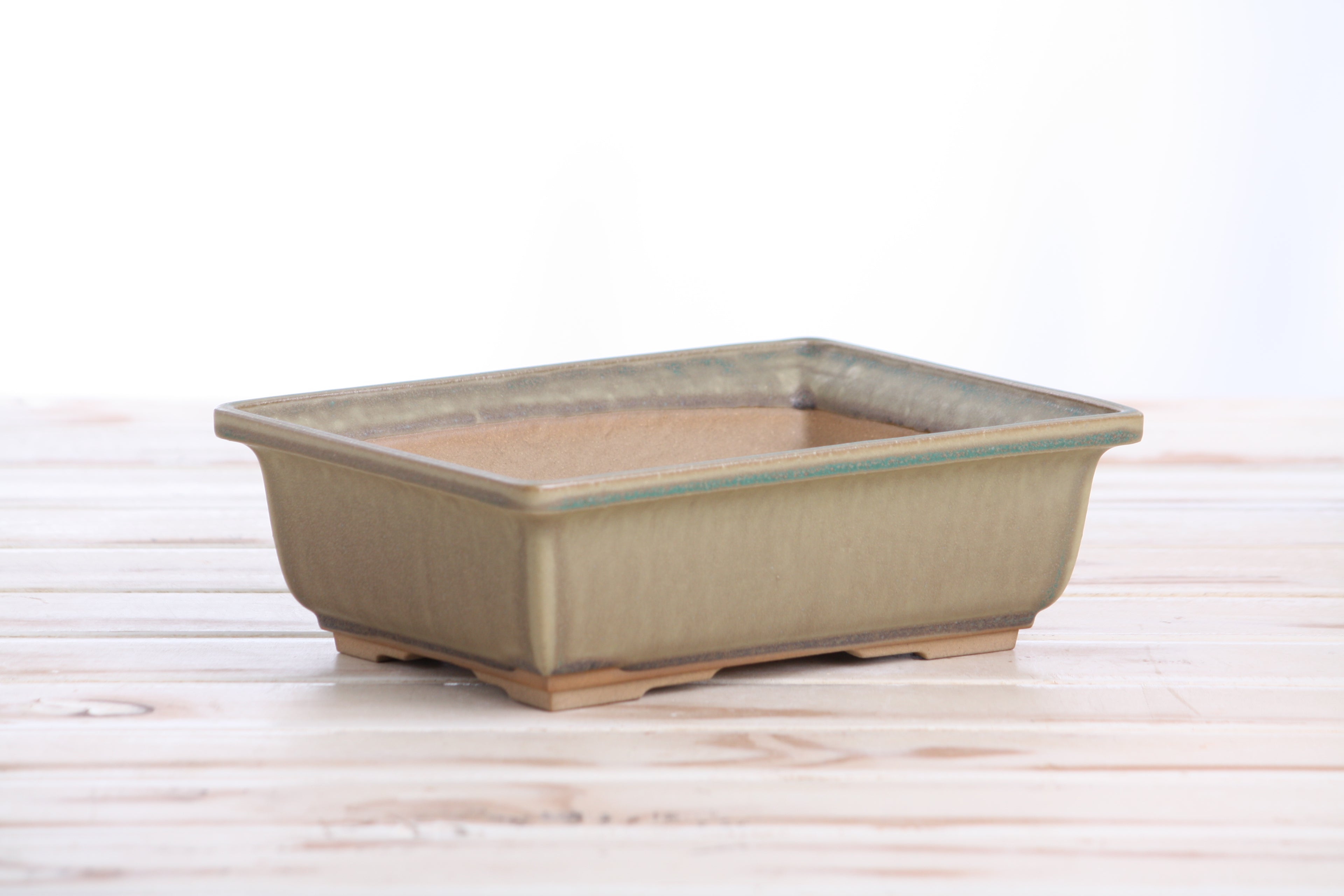 Willow Bonsai Ceramics Rectangle Bonsai Pot 8 Inch – Lower‑Profile Rectangular Ceramic Bonsai & Succulent Planter with Accentuated Rim, High‑Fired Frost‑Proof Stoneware, Handmade in USA (Speckled Moss)