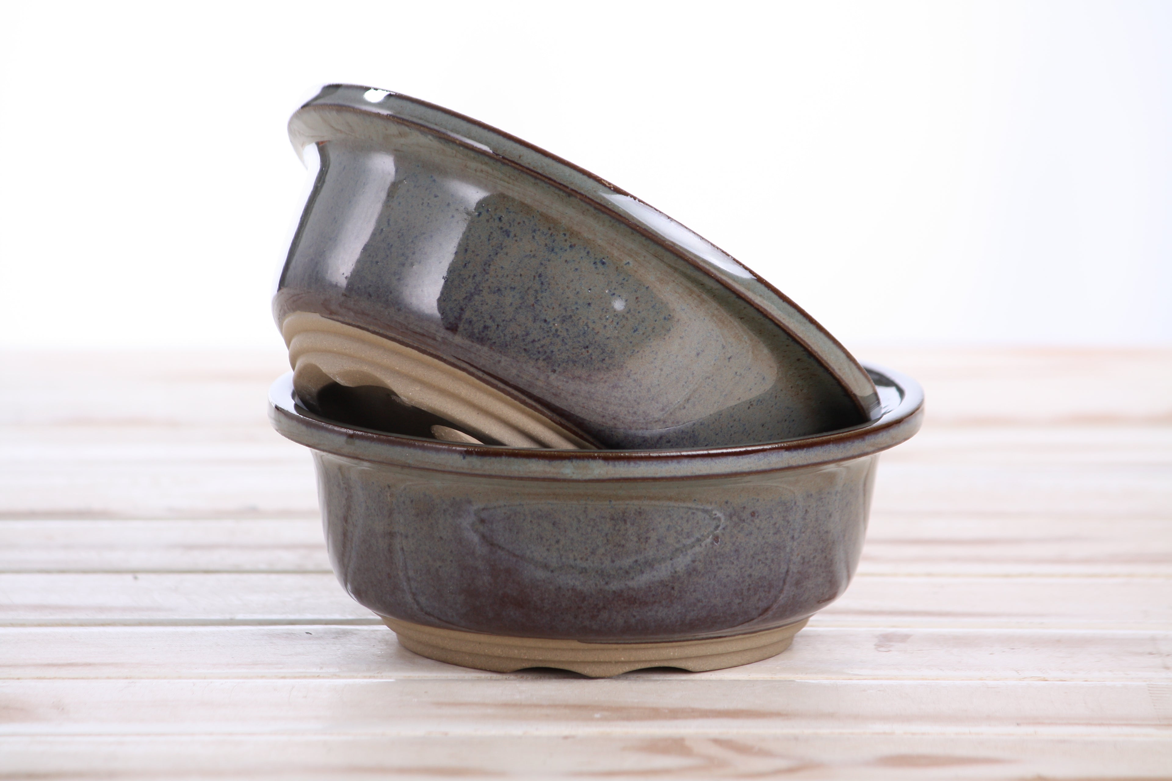 Willow Bonsai Ceramics Round Bonsai Pot 6 Inch – Round Ceramic Bonsai & Succulent Planter with Accentuated Rim and Sculpted Foot Ring, High‑Fired Frost‑Proof Stoneware, Handmade in USA (Starry Night)
