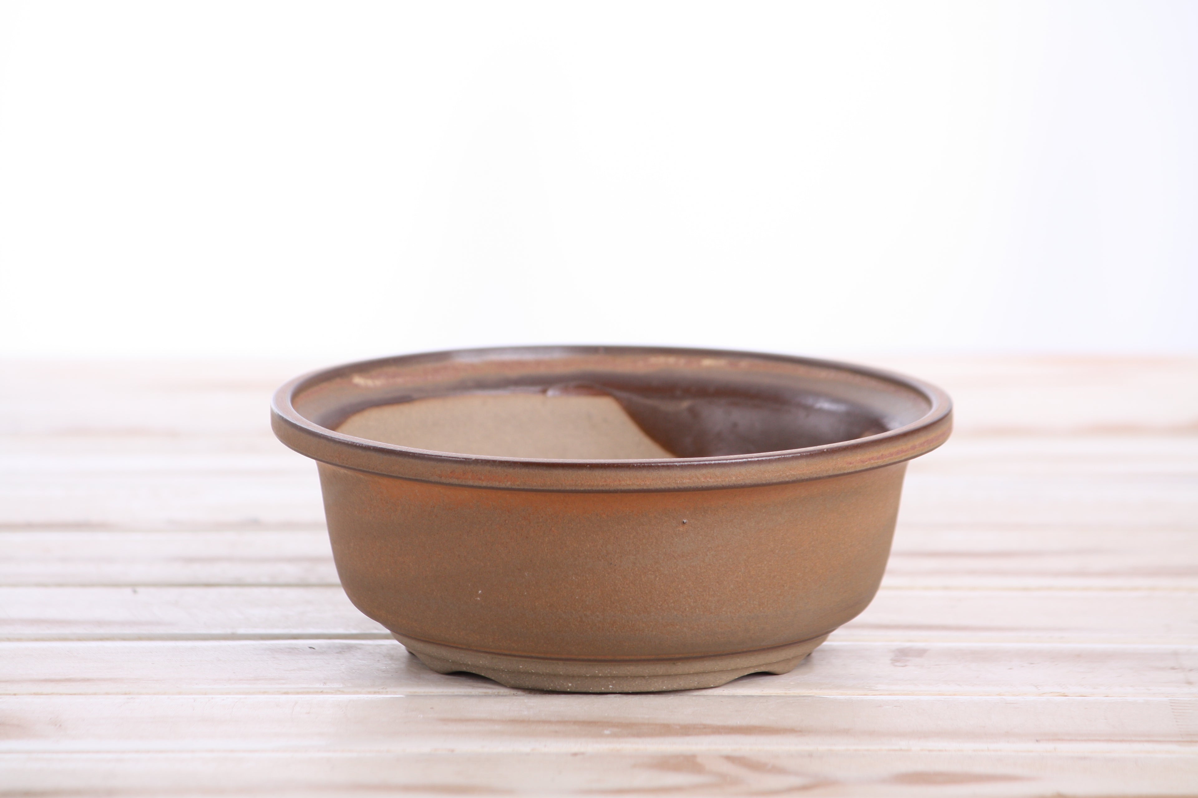 Willow Bonsai Ceramics Round Bonsai Pot 6 Inch – Round Ceramic Bonsai & Succulent Planter with Accentuated Rim and Sculpted Foot Ring, High‑Fired Frost‑Proof Stoneware, Handmade in USA (Deep Stone)