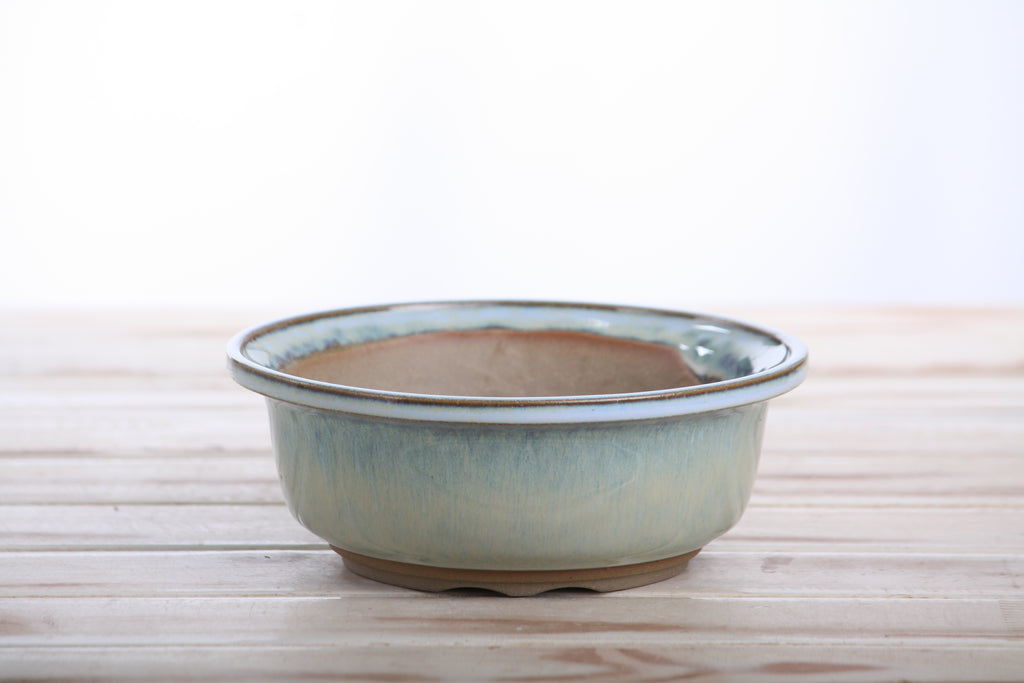 Willow Bonsai Ceramics Round Bonsai Pot 6 Inch – Round Ceramic Bonsai & Succulent Planter with Accentuated Rim and Sculpted Foot Ring, High‑Fired Frost‑Proof Stoneware, Handmade in USA (Glacier)