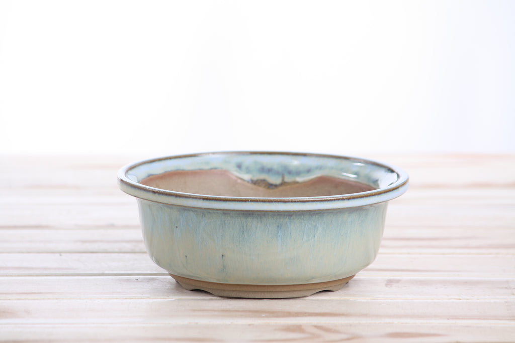 Willow Bonsai Ceramics Round Bonsai Pot 6 Inch – Round Ceramic Bonsai & Succulent Planter with Accentuated Rim and Sculpted Foot Ring, High‑Fired Frost‑Proof Stoneware, Handmade in USA (Glacier)