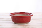 Willow Bonsai Ceramics Round Bonsai Pot 6 Inch – Round Ceramic Bonsai & Succulent Planter with Accentuated Rim and Sculpted Foot Ring, High‑Fired Frost‑Proof Stoneware, Handmade in USA (Red)